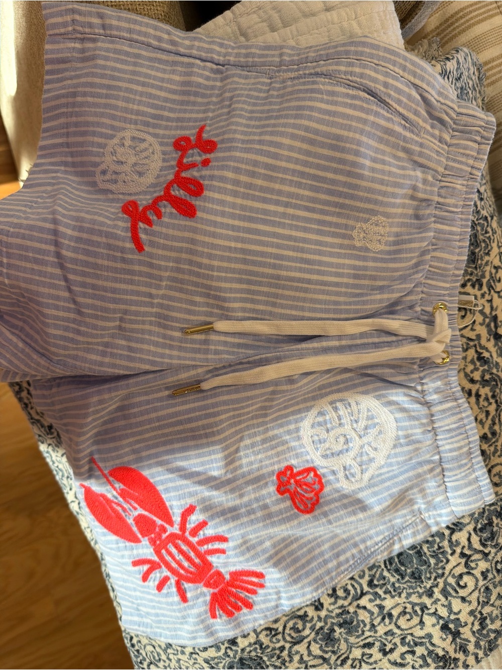 Lilly Pulitzer Blue and White Striped nautical shorts